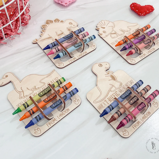 Dinosaur Crayon Holder Valentine's Card