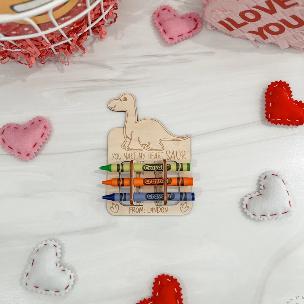 Dinosaur Crayon Holder Valentine's Card