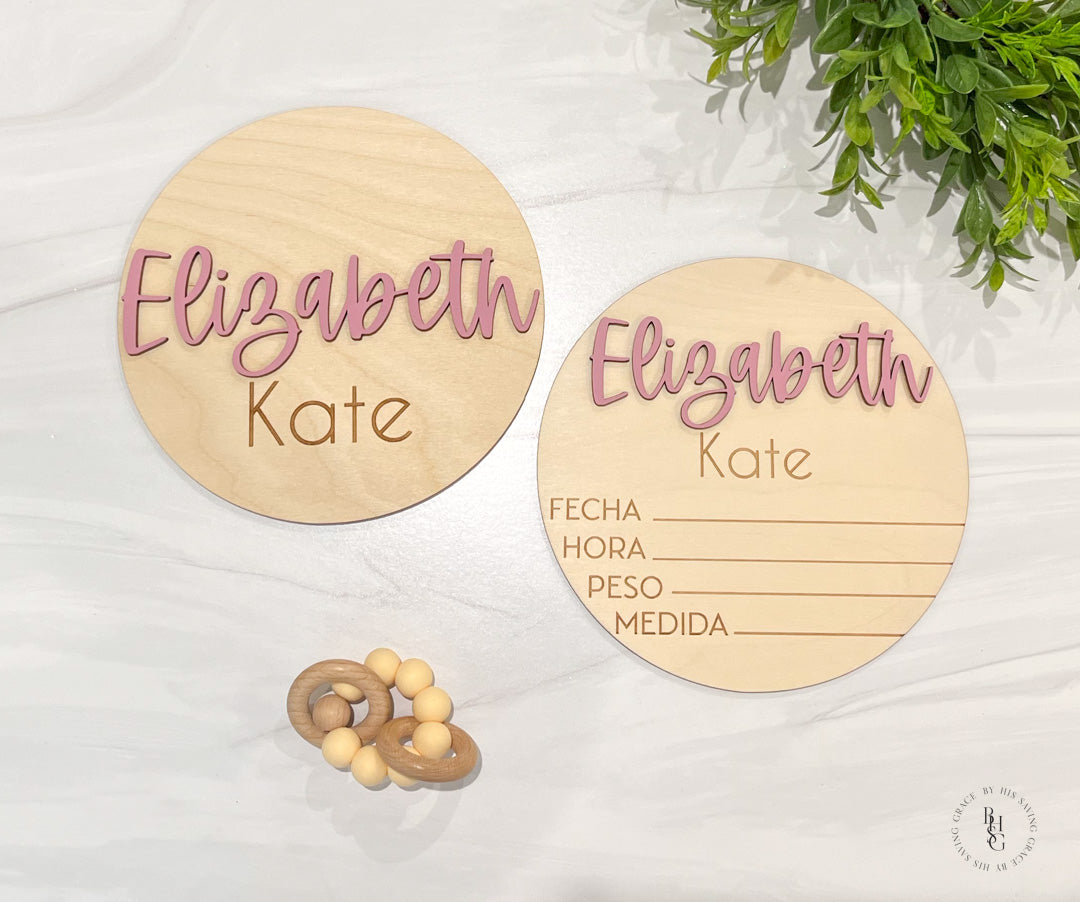 Wooden Baby Announcement Signs In Spanish