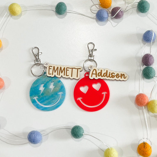 Smiley Face Keychain With Name
