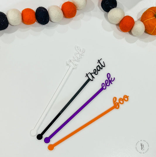 Set of 4 Halloween Drink Stir Sticks