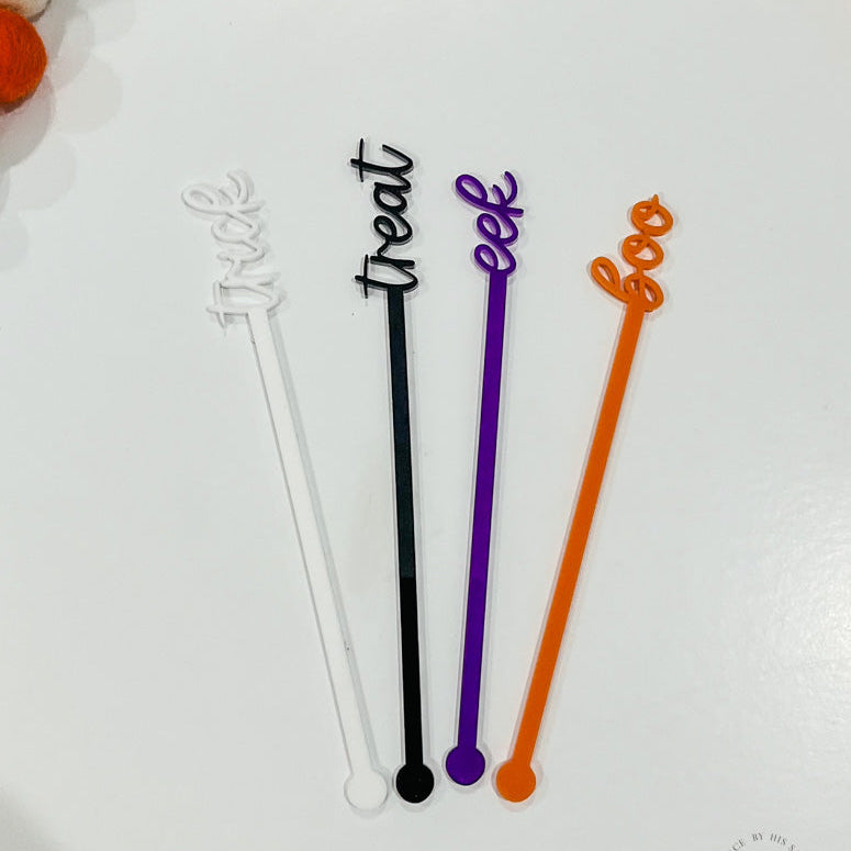 Set of 4 Halloween Drink Stir Sticks