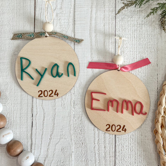 Handwritten Name Ornament