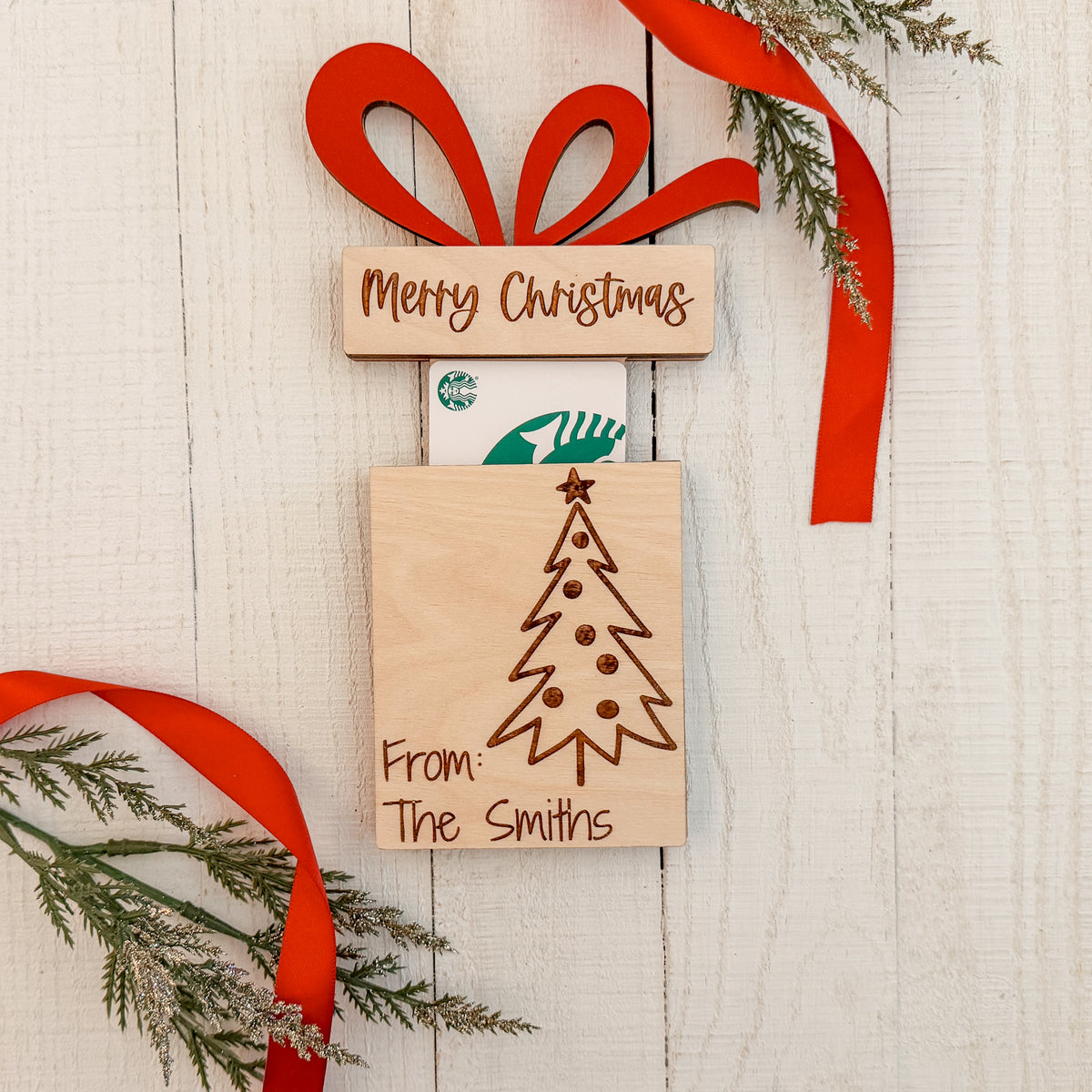 Merry Christmas & Happy Holidays Christmas Tree Gift Card Holder