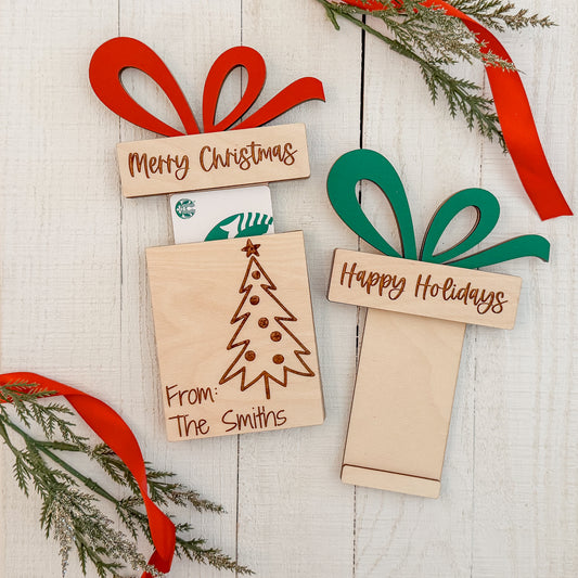 Merry Christmas & Happy Holidays Christmas Tree Gift Card Holder