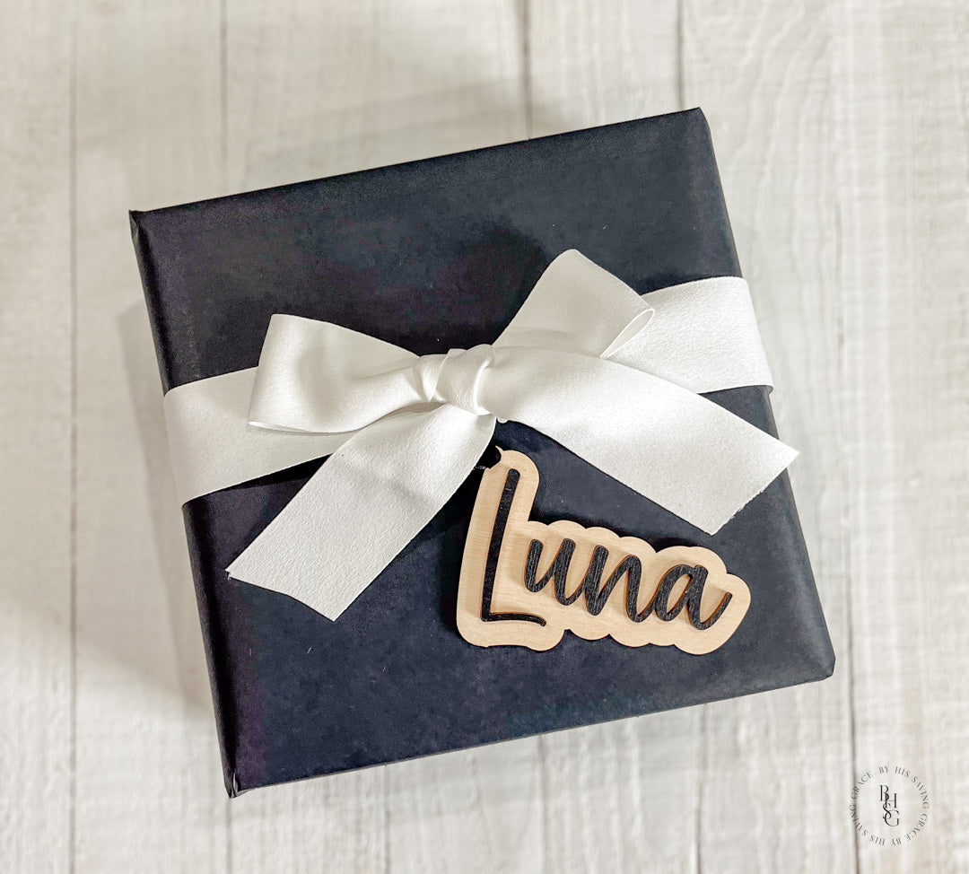 Personalized Wooden Stocking Tags or Gift Tags With 3D Name