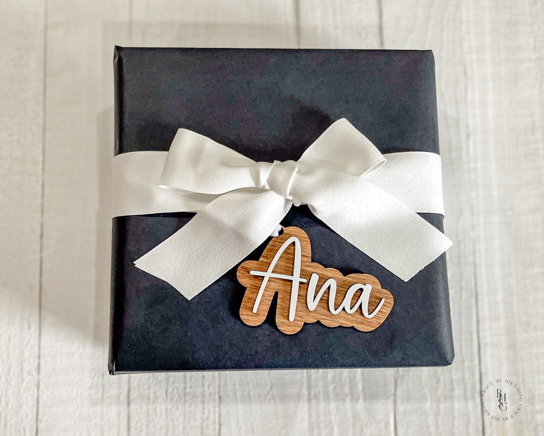 Personalized Wooden Stocking Tags or Gift Tags With 3D Name