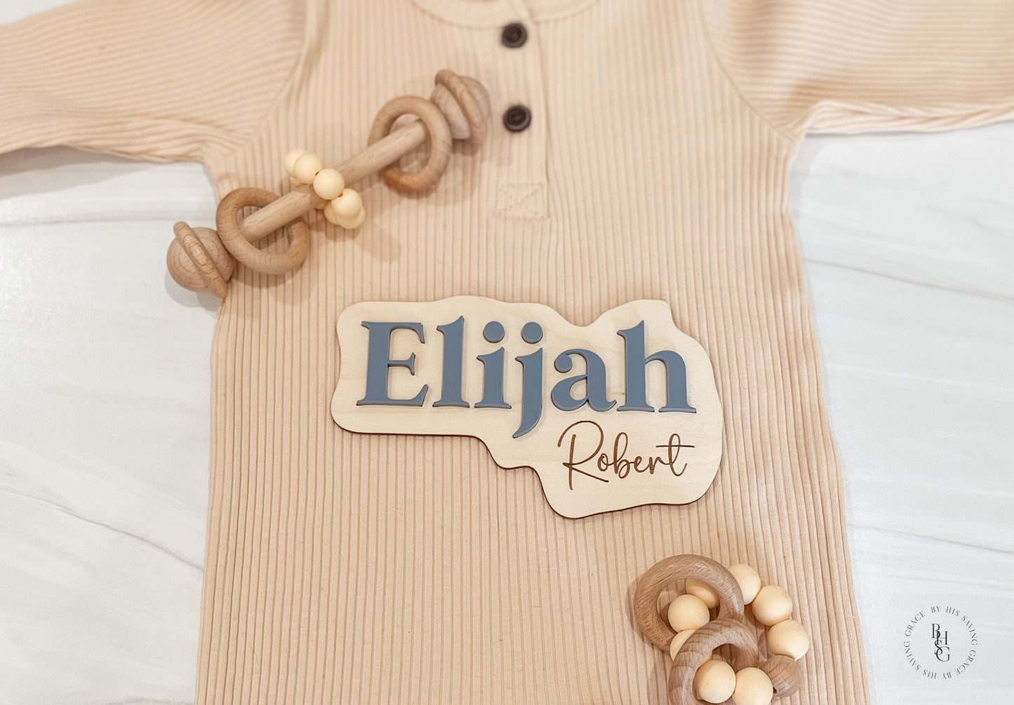 Layered Birth Announcement Sign Featuring an Acrylic Name