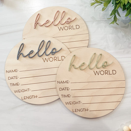 Hello World Baby Announcement Sign