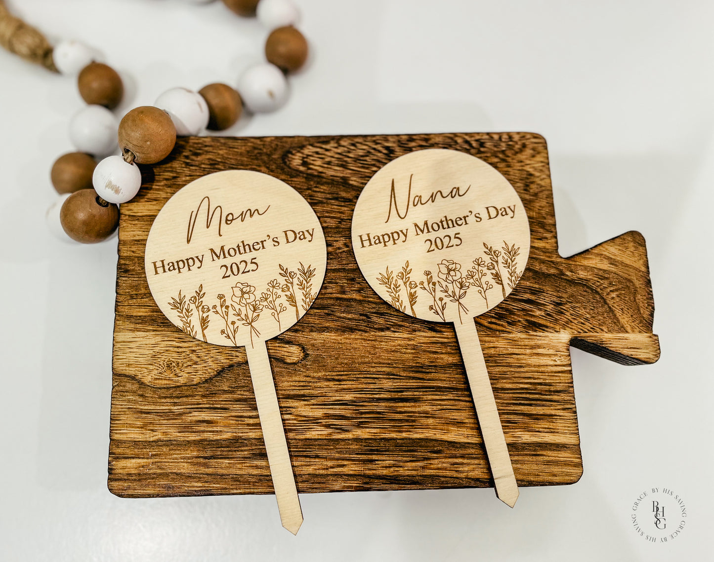 Personalized Wooden Plant Stake Mother's Day 2025