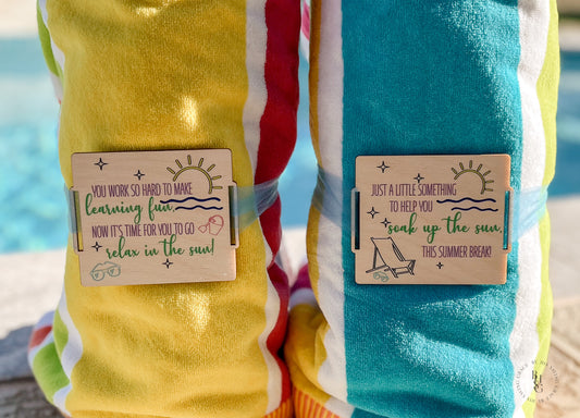 Wooden Beach Towel Tag For Teachers