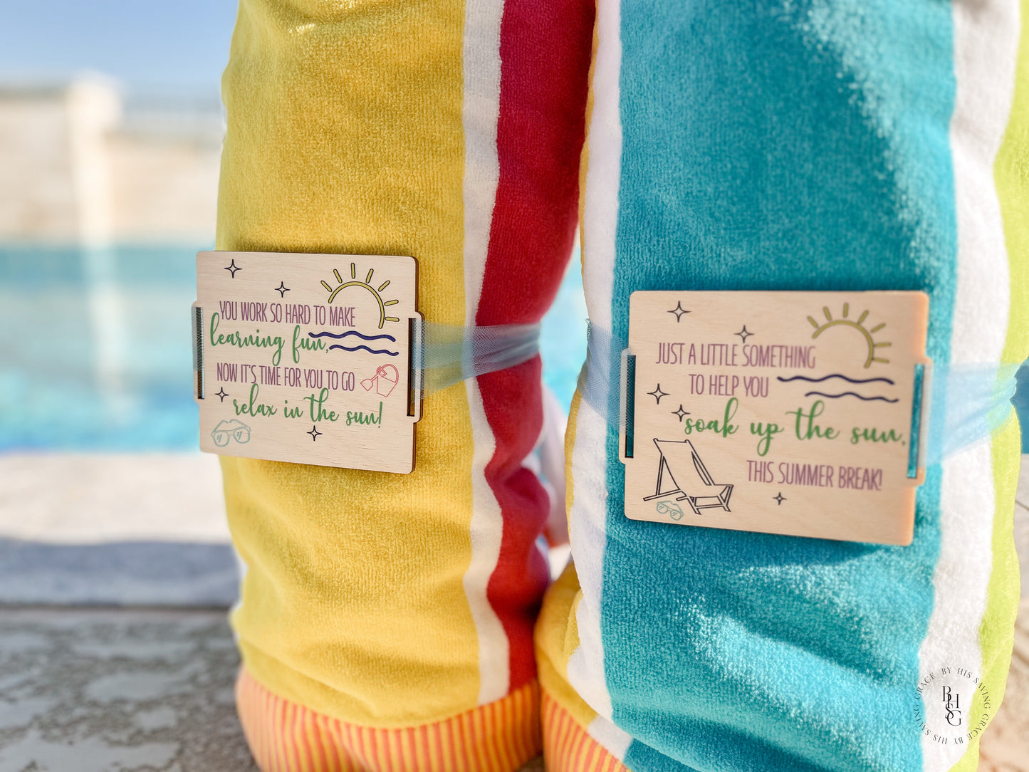 Wooden Beach Towel Tag For Teachers