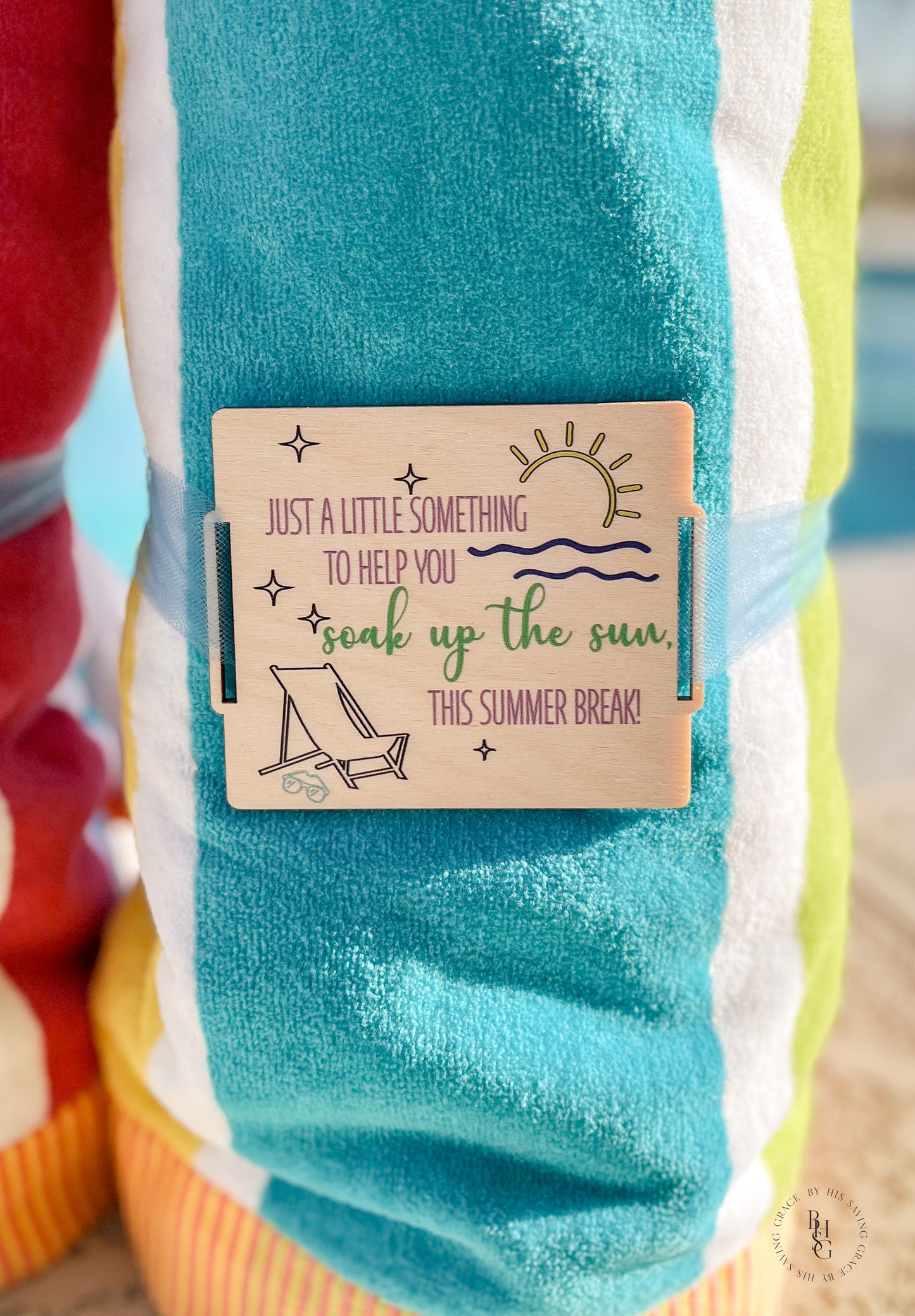 Wooden Beach Towel Tag For Teachers