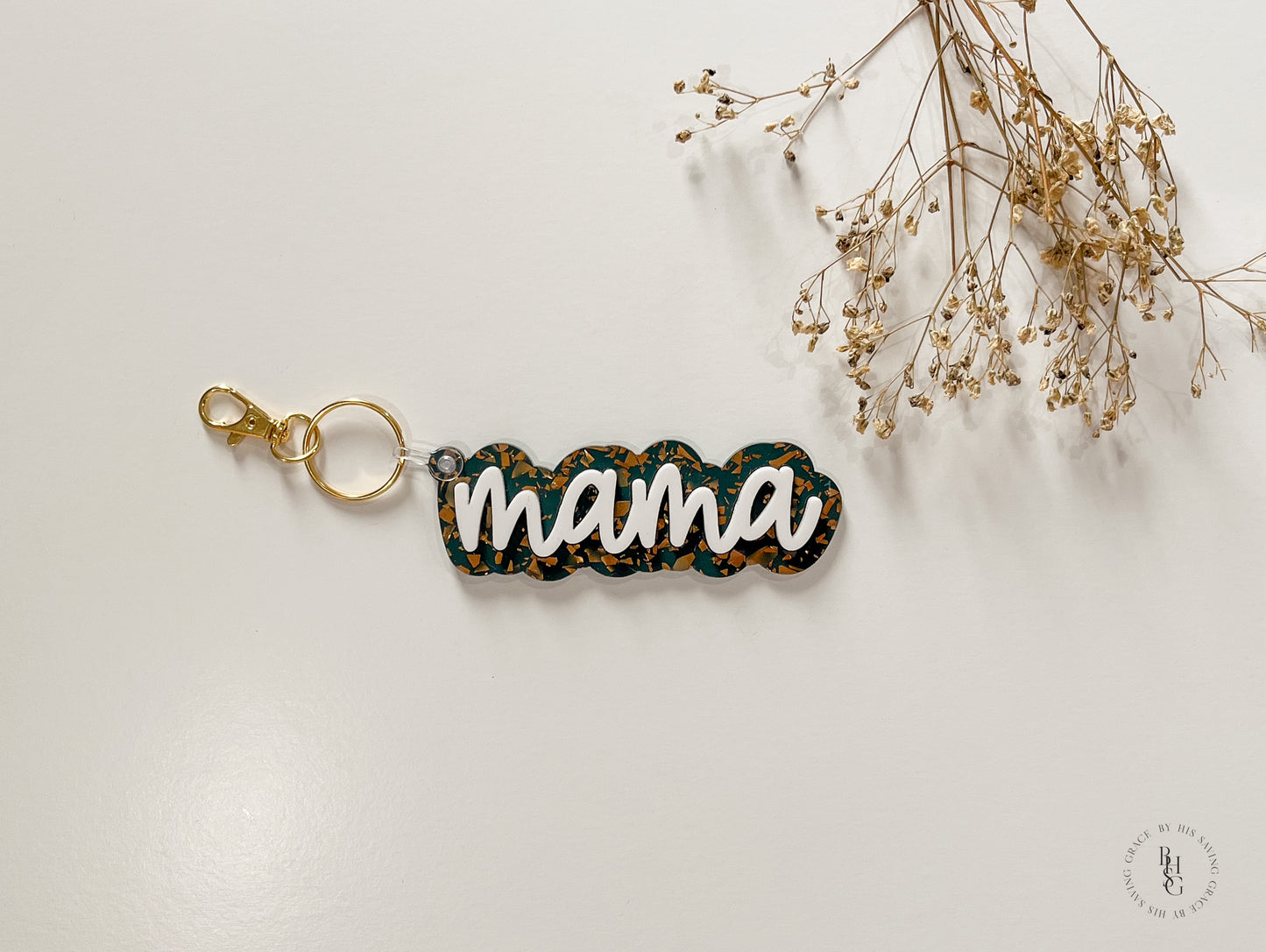 Patterned Acrylic Mama Keychain