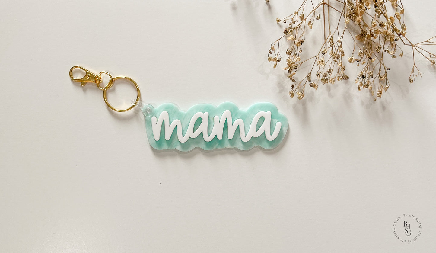 Patterned Acrylic Mama Keychain
