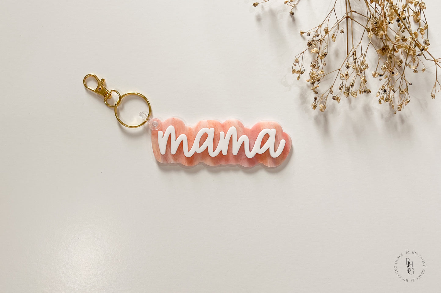 Patterned Acrylic Mama Keychain
