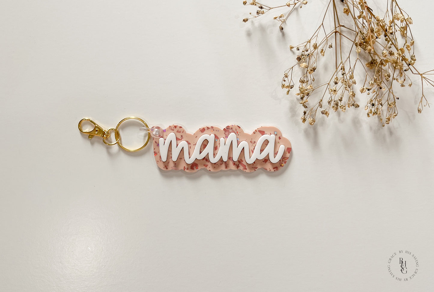 Patterned Acrylic Mama Keychain