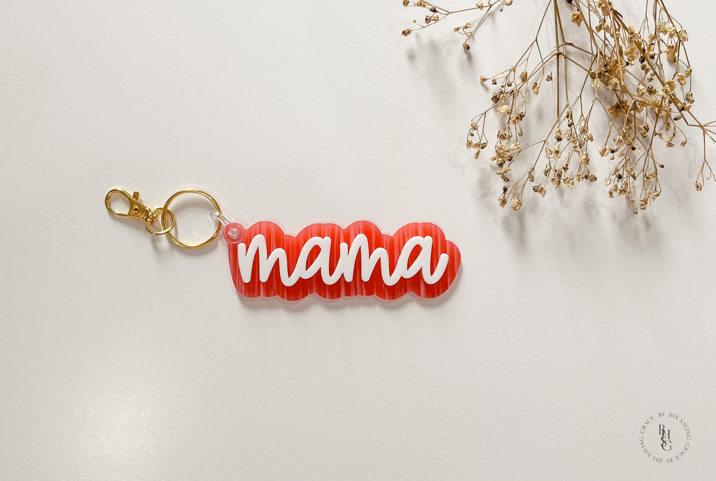 Patterned Acrylic Mama Keychain