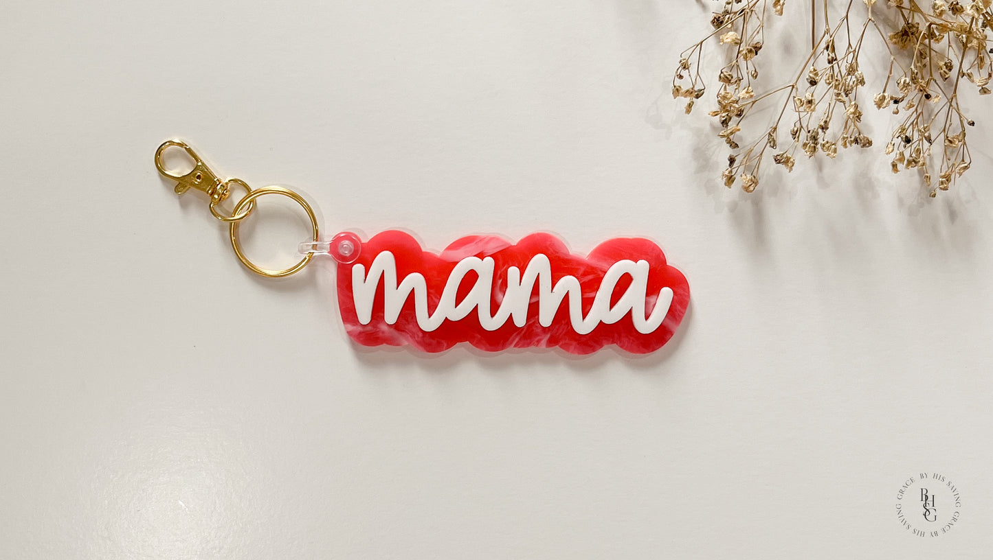 Patterned Acrylic Mama Keychain