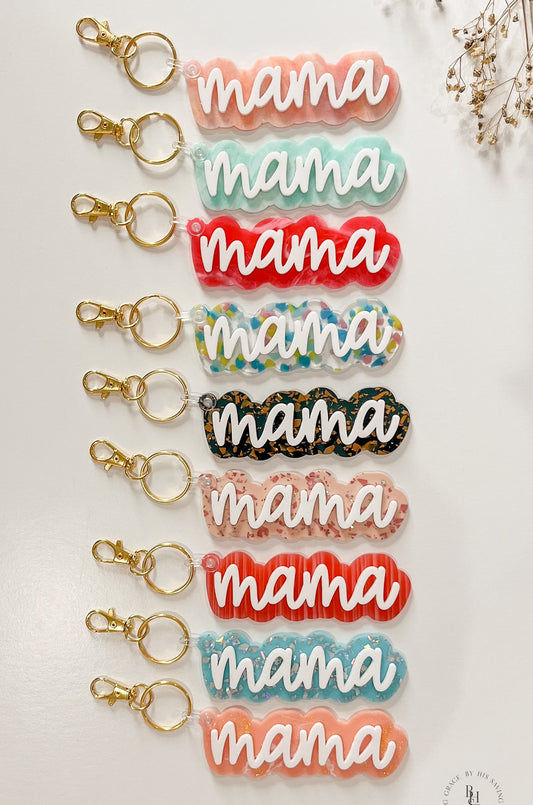 Patterned Mama Keychain
