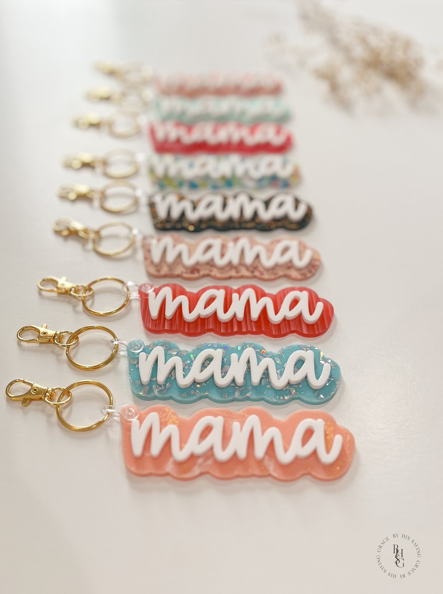 Patterned Acrylic Mama Keychain