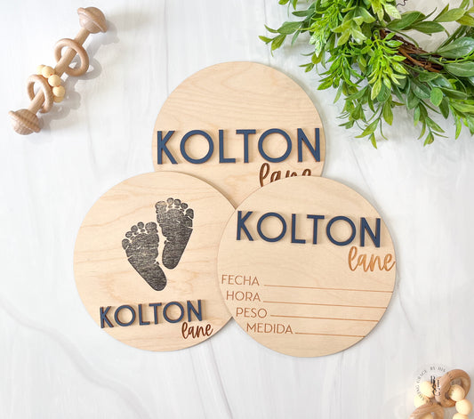 Wooden Baby Announcement Signs In Spanish