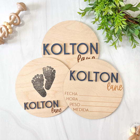 Baby Announcement Signs with Wooden Name