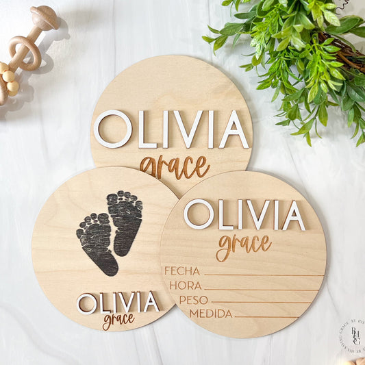 Baby Announcement Signs with Wooden Name