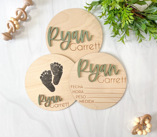 Wooden Baby Announcement Signs In Spanish