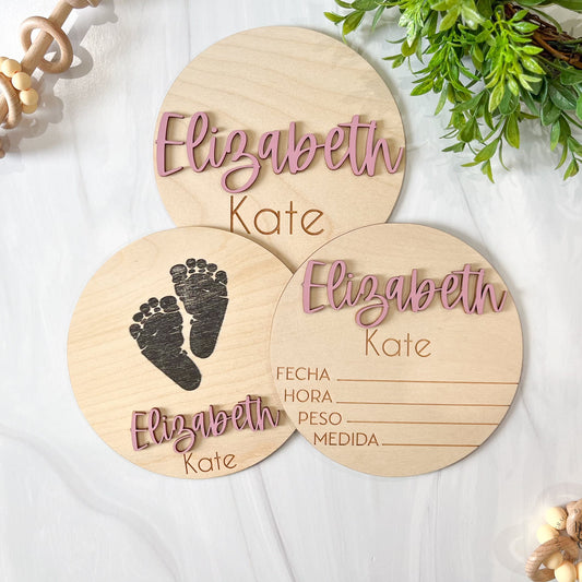 Baby Announcement Signs with Wooden Name