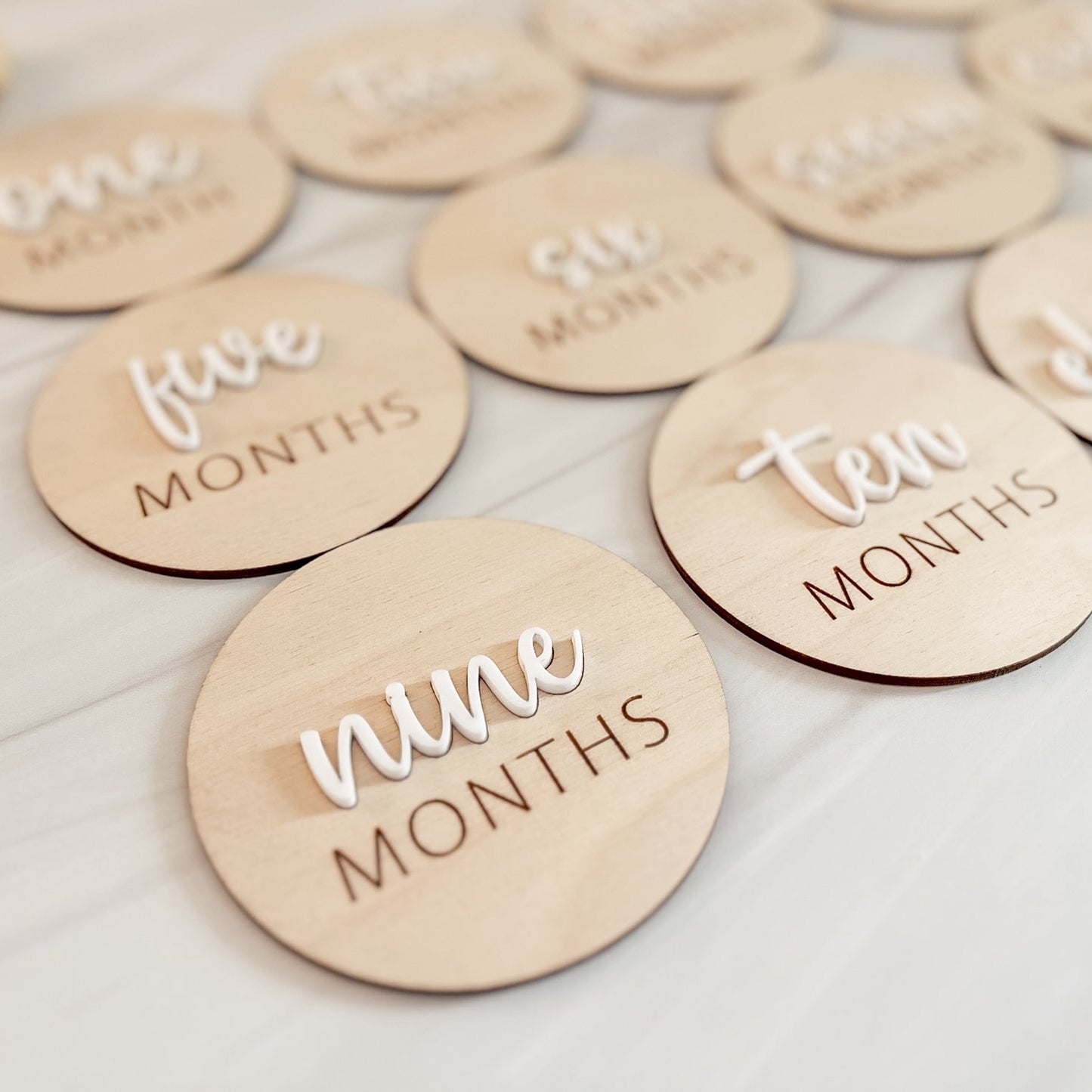 3D Monthly Milestone Markers with White Months