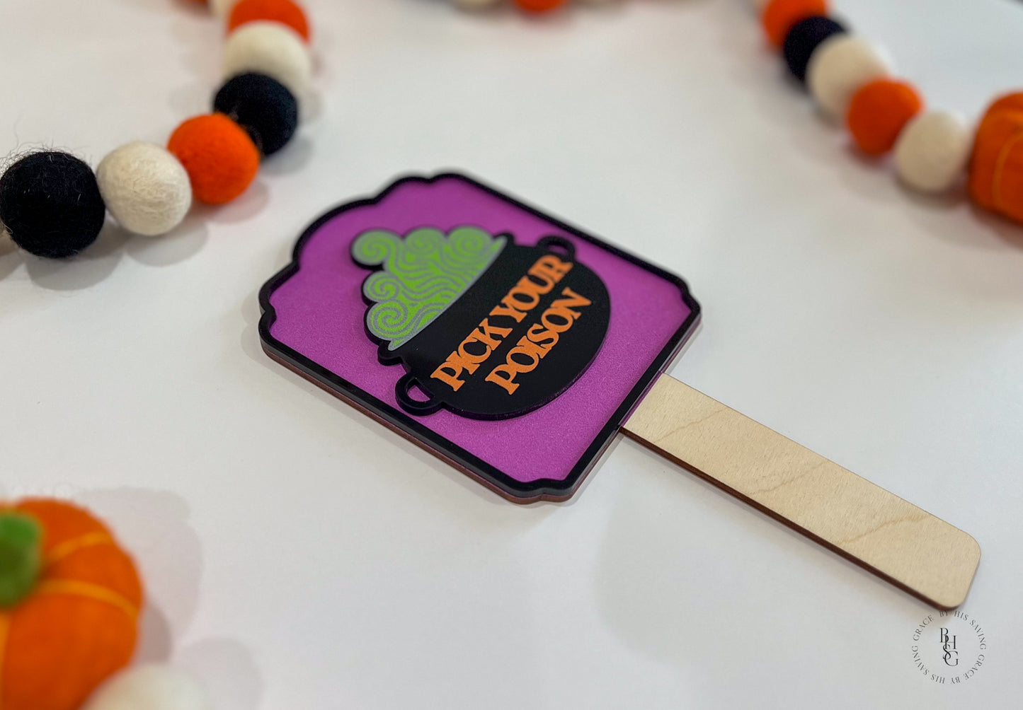 Pick Your Poison Halloween Candy Bowl Sign