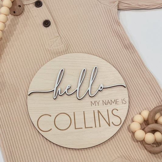 Hello My Name Is Baby Announcement Sign