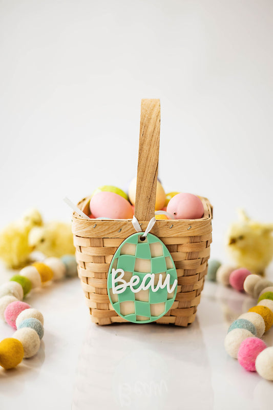 Green Checkered Easter Egg Tag