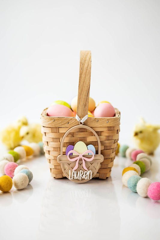 Woven Easter Basket with Bow and Eggs