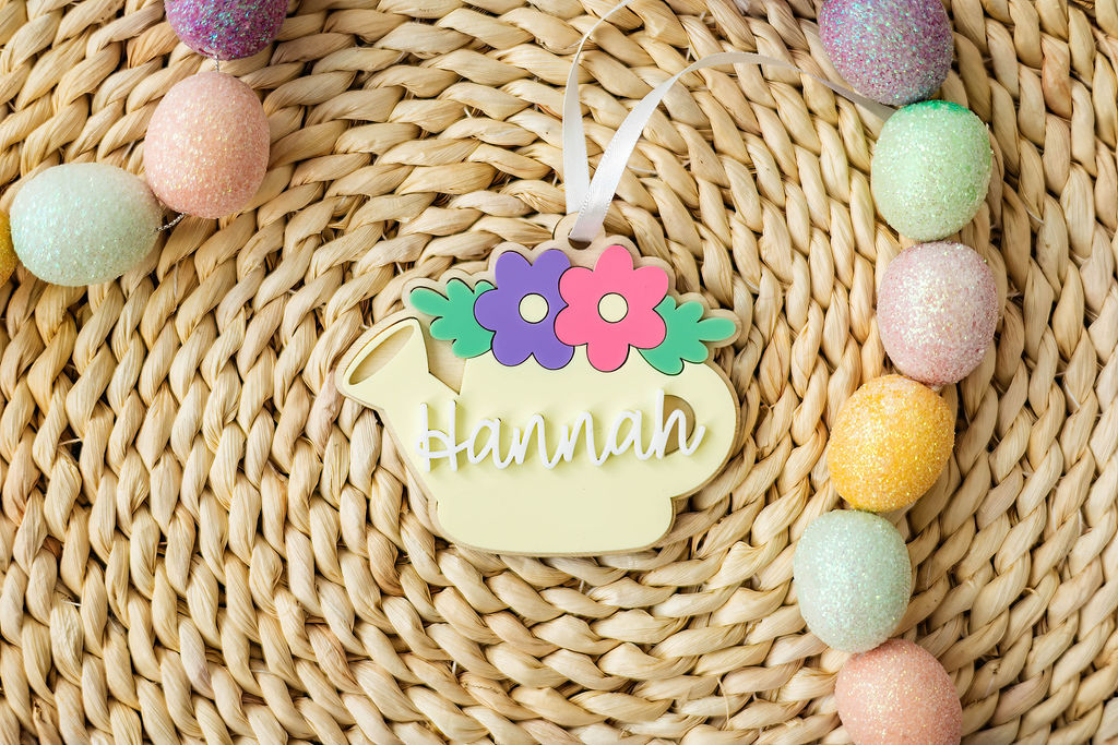 Flower Watering Can Easter Tag