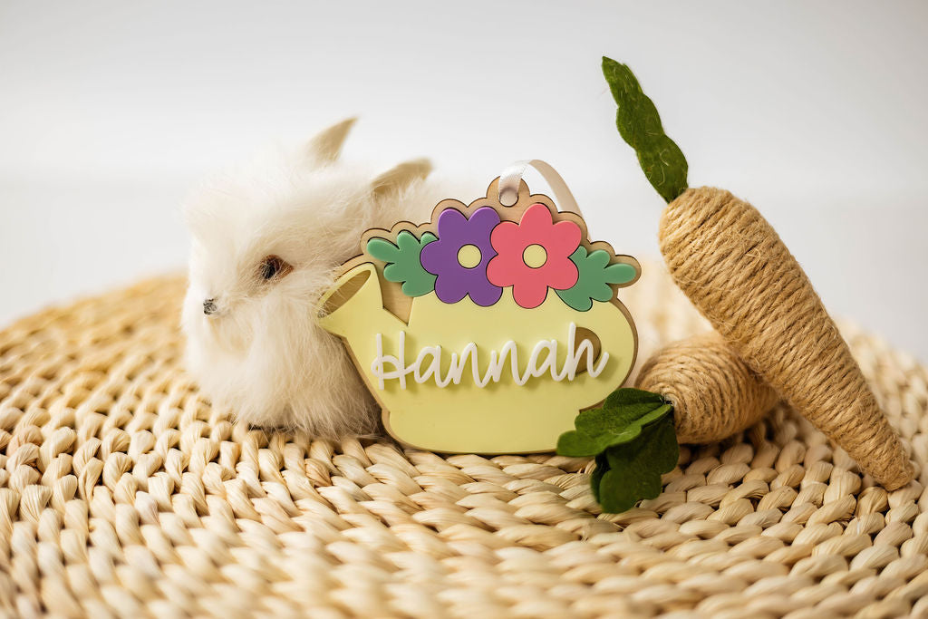 Flower Watering Can Easter Tag