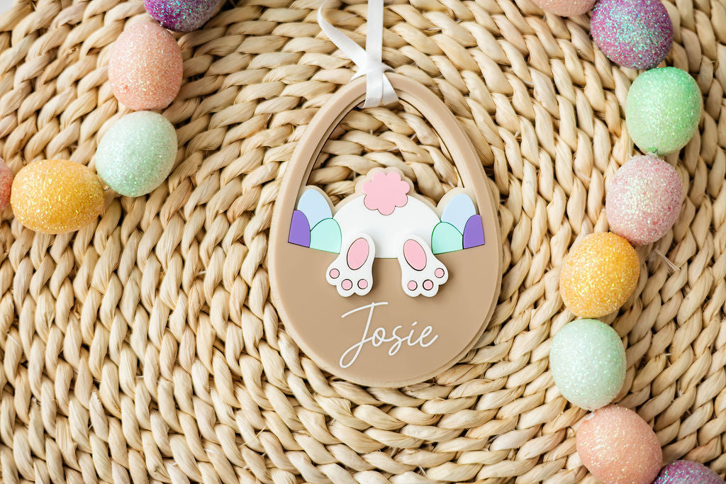 Easter Basket with Bunny Bottom Tag