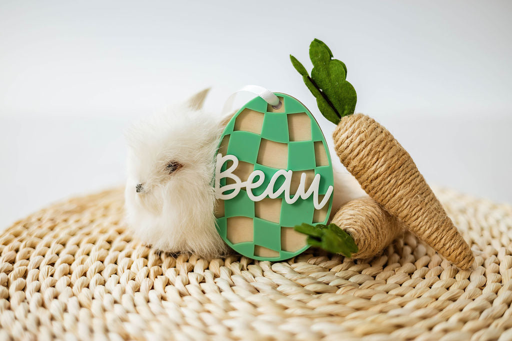 Green Checkered Easter Egg Tag