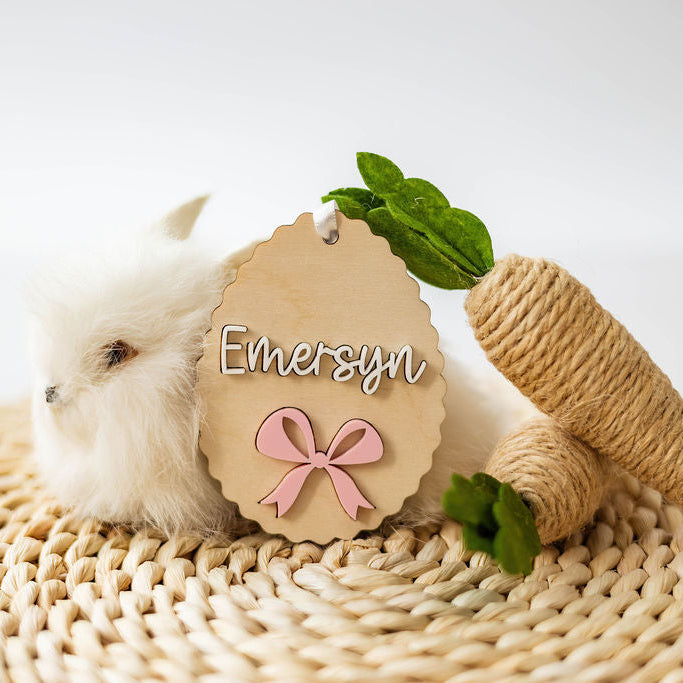 Scalloped Easter Egg with Bow Tag