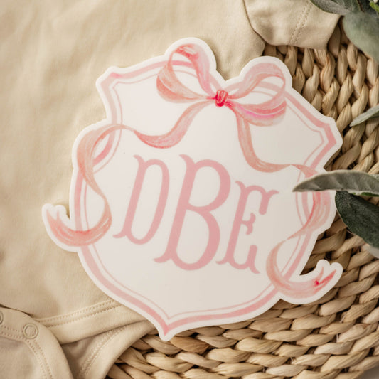 Watercolor Crest Monogram Baby Announcement Sign