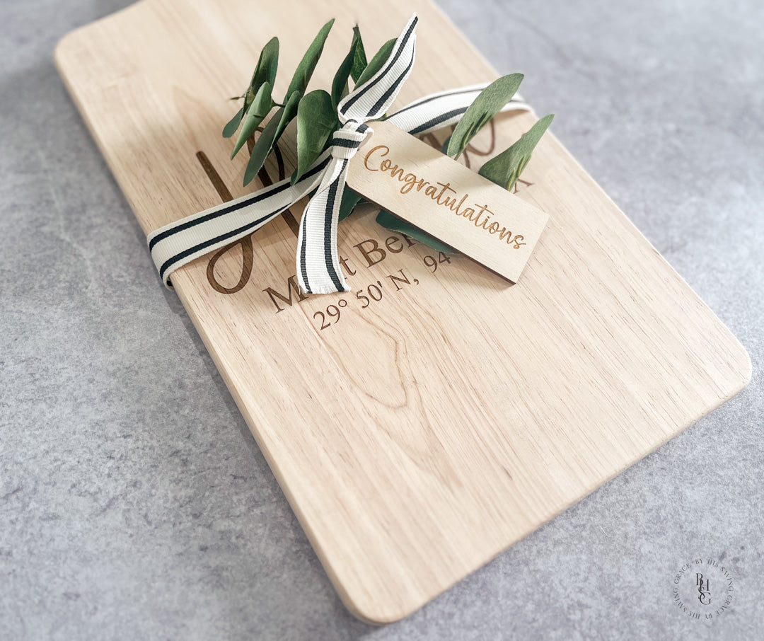 Serving Board With Home, City, State + GPS Coordinates