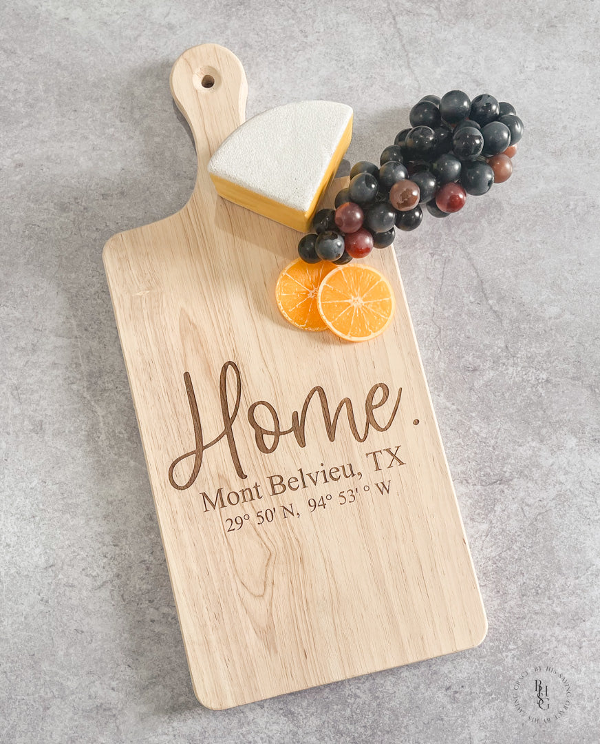 Serving Board With Home, City, State + GPS Coordinates