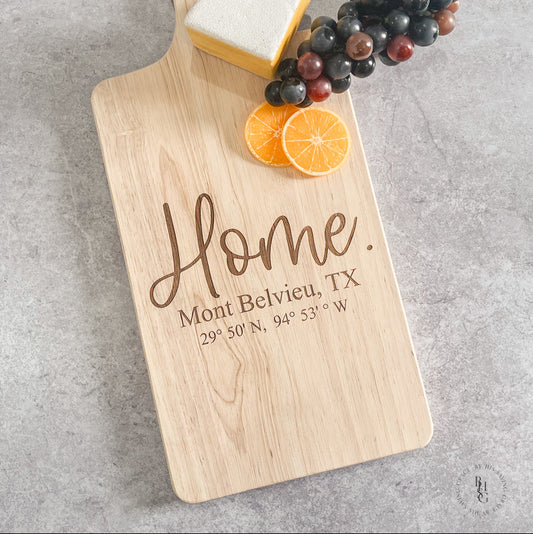 Serving Board With Home, City, State + GPS Coordinates