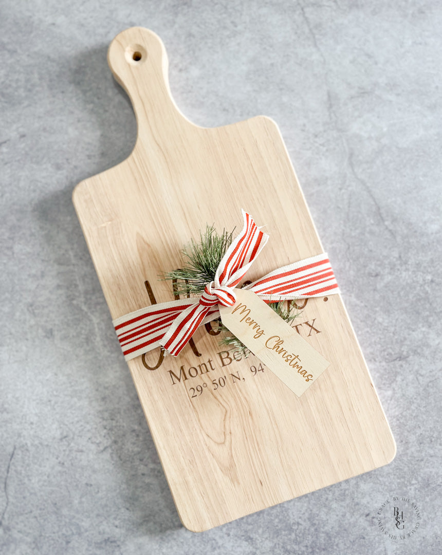 Serving Board With Home, City, State + GPS Coordinates
