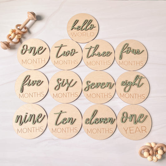 3D Monthly Milestone Markers with Sage Months