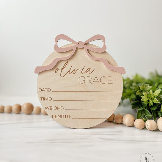 Bow Baby Announcement Signs