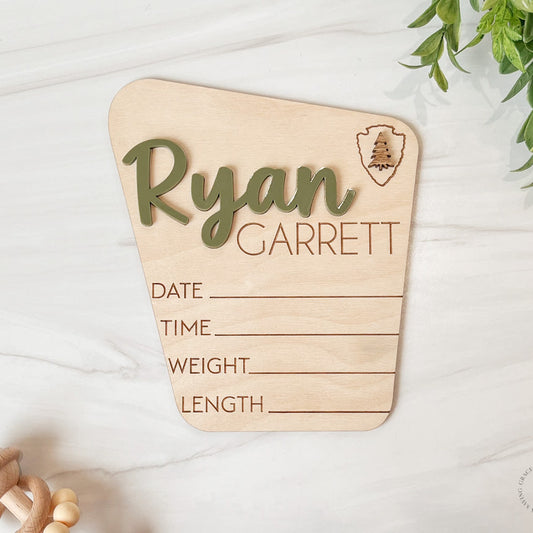 National Park Baby Sign With Birth Stats