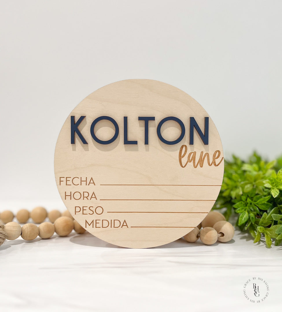 Wooden Baby Announcement Signs In Spanish