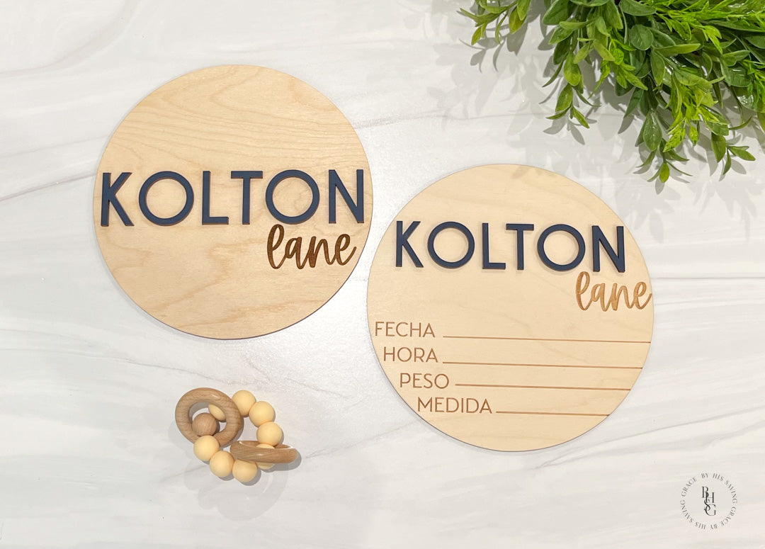 Wooden Baby Announcement Signs In Spanish